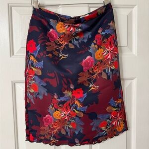 Anthropologie Leifsdottir Floral Pencil Skirt - Red and Blue Floral